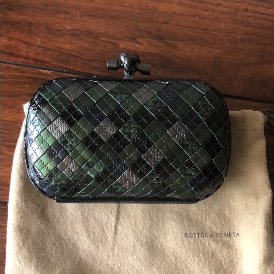 Bottega Veneta Python Patchwork Knot Clutch